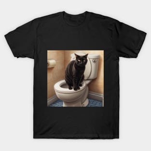 Black Cat Taking A Poop T-Shirt